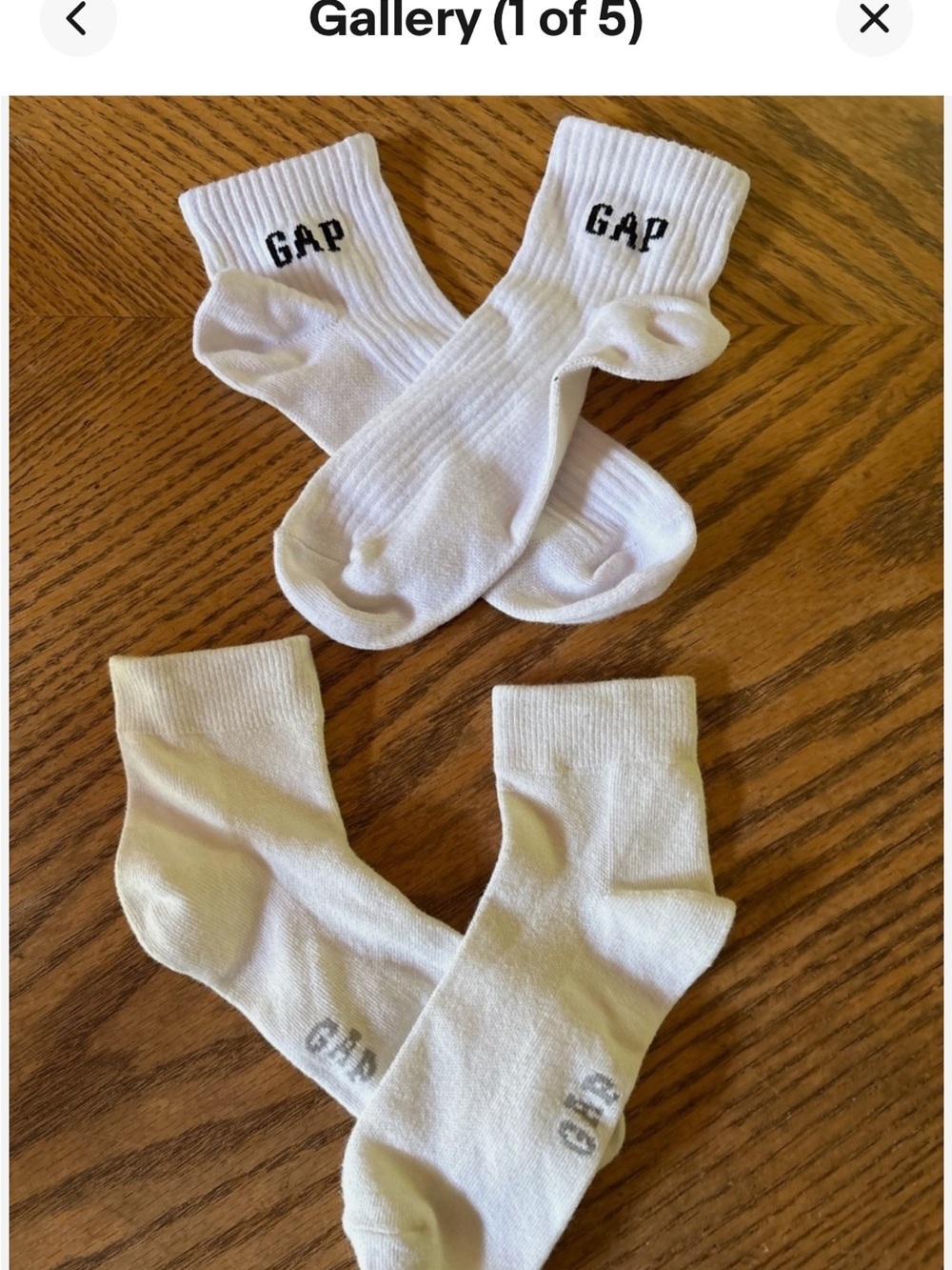 GAP White Quarter Crew Athletic Socks with Logo - 2 Pairs Size Small